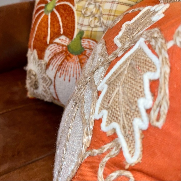 Autumn Hill Fall/Festive Pumpkin Decorative Pillow Set (2) 14”x14” Hemp trim BYO - Picture 11 of 11